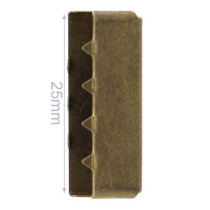 Bronskleur metalen eindstuk voor tassenband 25mm