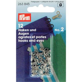 Prym Haken en ogen nr.2 zilver - 12paar