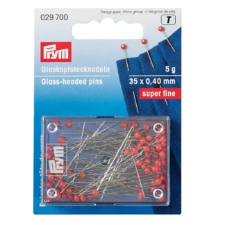 Prym super fine glaskopspelden verenstaaldraad 35x0,40mm rood 5gram