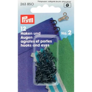Prym Haken en ogen nr.2 zwart - 12paar