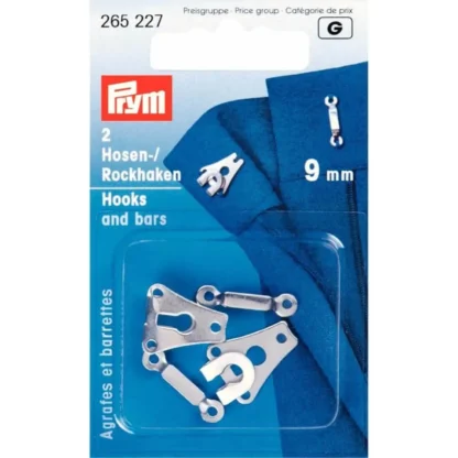 Prym Broek- en rokhaken met staven 9mm zilver - 2paar
