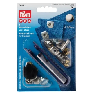 Prym Broekhaken en -staven 13mm zwart-zilver - 4paar