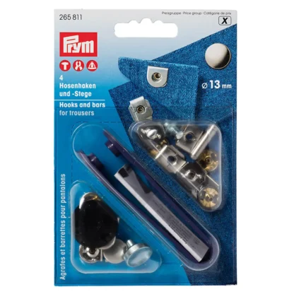 Prym Broekhaken en -staven 13mm zwart-zilver - 4paar