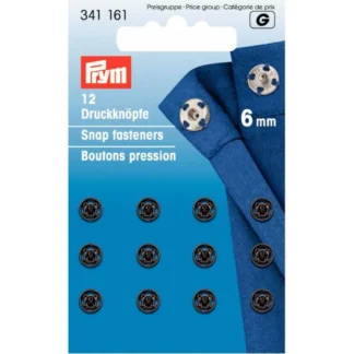 Prym Aannaaidrukknoop messing 6mm zwart - 12stuks