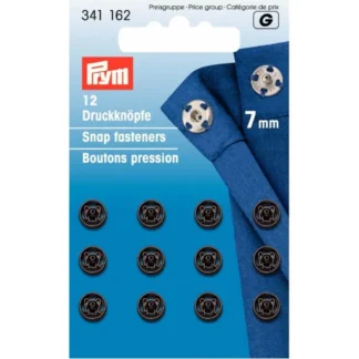 Prym Aannaaidrukknoop messing 7mm zwart - 12stuks