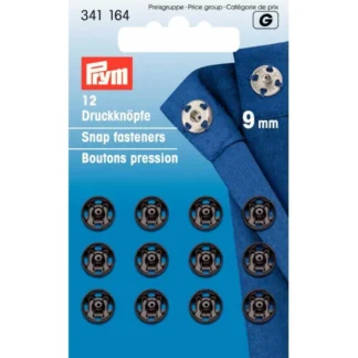 Prym Aannaaidrukknoop messing 9mm zwart - 12stuks