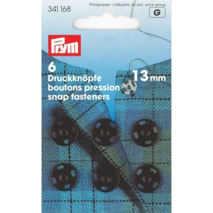 Prym Aannaaidrukknoop messing 13mm zwart - 6stuks