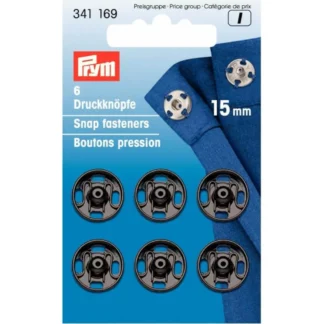 Prym Aannaaidrukknoop messing 15mm zwart - 6stuks