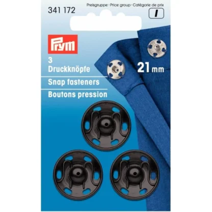 Prym Aannaaidrukknoop messing 21mm zwart - 3stuks