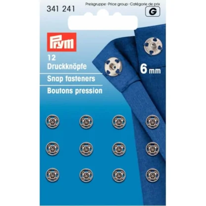 Prym Aannaaidrukknoop messing 6mm zilver - 12stuks