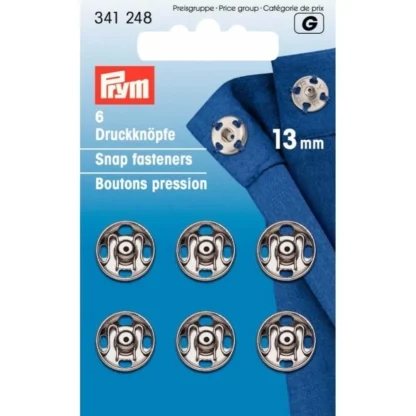 Prym Aannaaidrukknoop messing 13mm zilver - 6stuks