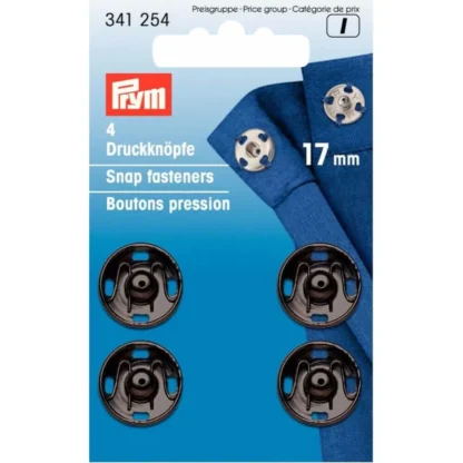 Prym Aannaaidrukknoop messing 17mm zwart - 4stuks