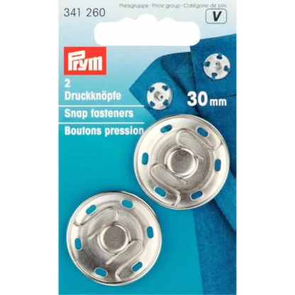 Prym Aannaaidrukknoop messing 30mm zilver - 2stuks