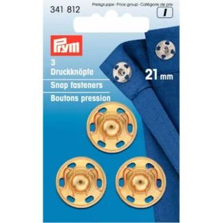 Prym Aannaaidrukknoop messing 21mm goud - 3stuks