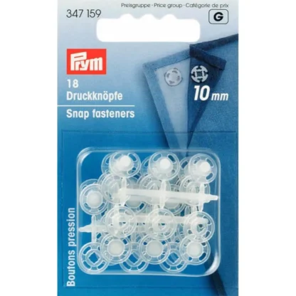 Prym Aannaaidrukknoop kunststof rond 10mm transparant - 18stuks