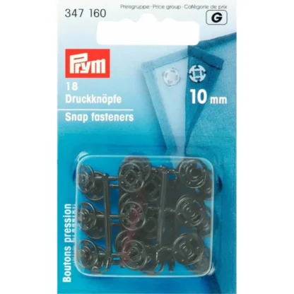 Prym Aannaaidrukknoop kunststof rond 10mm zwart - 18stuks