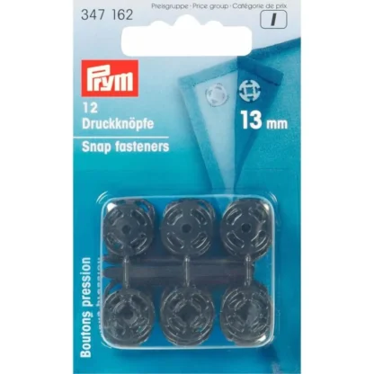 Prym Aannaaidrukknoop kunststof rond 13mm zwart - 12stuks