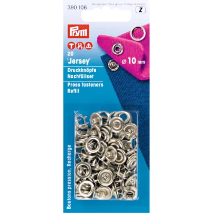 Prym Naaivrijdrukknoop jersey tandring 10mm zilver navulling
