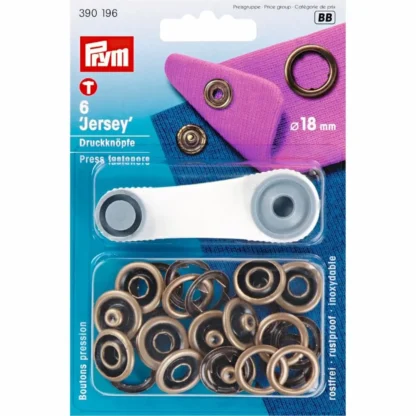 Prym Naaivrijdrukknoop jersey tandring 18mm messing - 6stuks