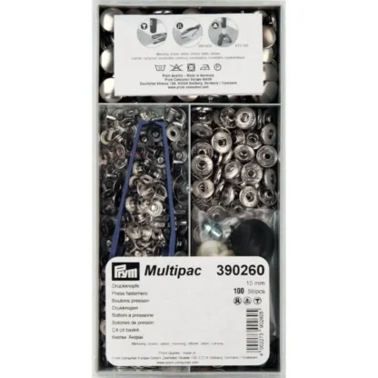 Prym Naaivrijdrukknoop anorak 15mm zilver - 100stuks