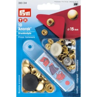 Prym Naaivrijdrukknoop anorak 15mm goud - 10stuks