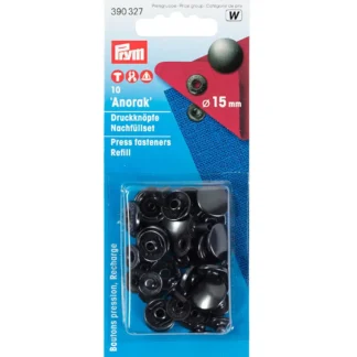 Prym Naaivrijdrukknoop navulling anorak 15mm antraciet - 10stuks