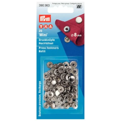 Prym Naaivrijdrukknoop navulling 8mm zilver - 20stuks