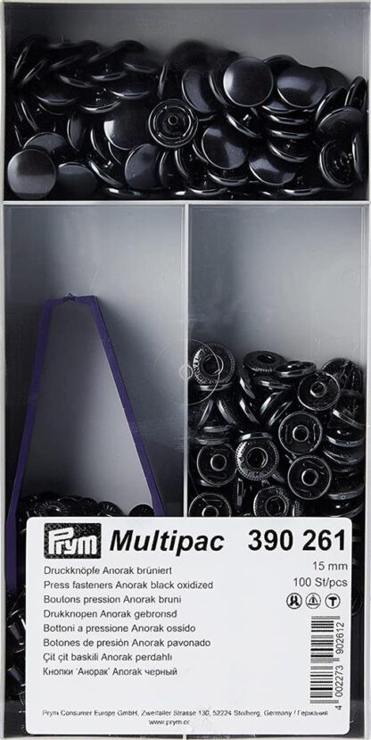 Prym Naaivrijdrukknoop anorak 15mm antraciet - 100stuks - Afbeelding 2