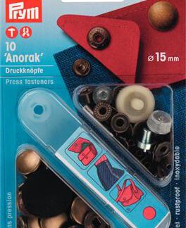 Prym Naaivrijdrukknoop anorak 15mm oudmessing - 10stuks