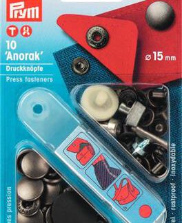 Prym Naaivrijdrukknoop anorak 15mm antraciet - 10stuks