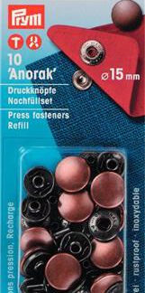 Prym Naaivrijdrukknoop navulling anorak 15mm oud koper - 10stuks