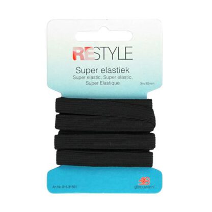 Restyle super elastiek 10 mm x 3 meter zwart