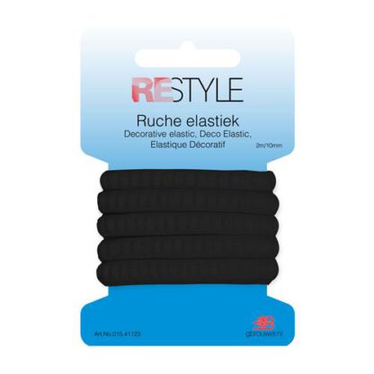 Restyle ruche elastiek 10 mm x 2 meter zwart